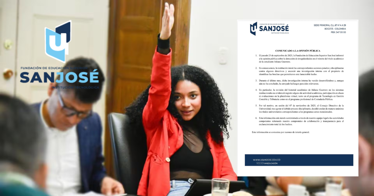 El lío de nunca acabar, la Fundación de Educación Superior San José anula el título de Juliana Guerrero