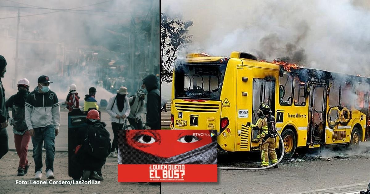 La película de RTVC que muestra el arresto de dos jóvenes por grabar un bus que fue incendiado por un policía