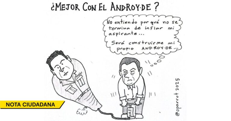  - Caricatura: Santos intentando inflar la candidatura de Roy