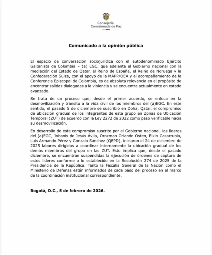  - La persecución a Chiquito Malo, primer choque entre Mindefensa y el Comisionado de Paz tras la reunión con Trump