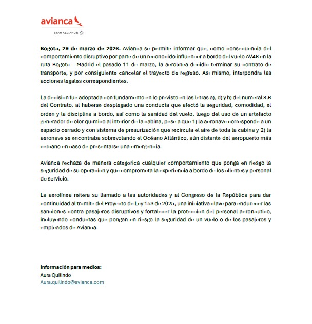 La ridícula broma en pleno vuelo por la que Avianca baja de sus aviones a Yeferson Cossio y lo demandará - -- Las2orillas.co: Historias, voces y noticias de Colombia Comunicado de Avianca tras la "broma" de Yeferson Cossio.