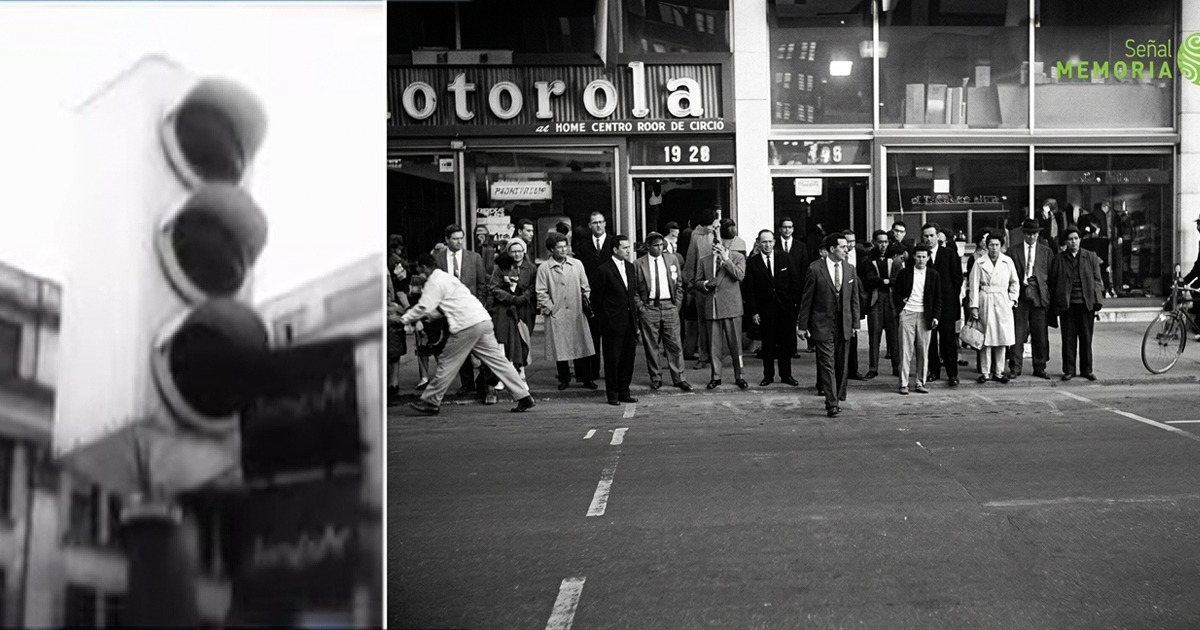  - El día que Bogotá estrenó semáforo en la Jiménez con Séptima para evitar el choque entre tranvías, carros y peatones