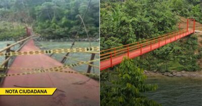 El susto que se pegaron en el Chocó con el puente que se cayó mientras lo inauguraban