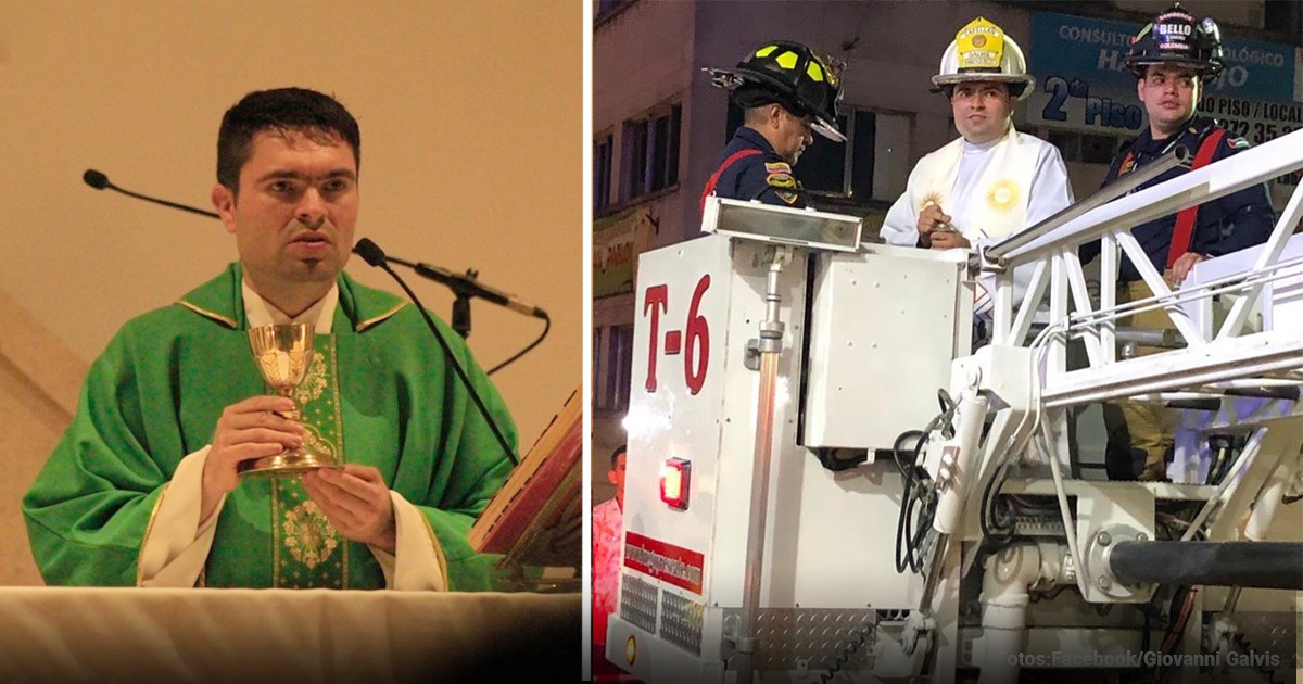 Sacerdote bombero en Bello - El sacerdote paisa que también es bombero y que carga con los santos óleos en su kit de emergencia