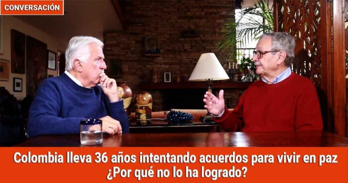 Thumbnail de una conversación: dos hombres mayores sentados en una mesa de madera debatiendo sobre la paz en una sala acogedora; cartel naranja pregunta por qué Colombia no ha logrado la paz. - El fracaso de la paz total de Petro que entrega nuevamente un país incendiado - Página 2