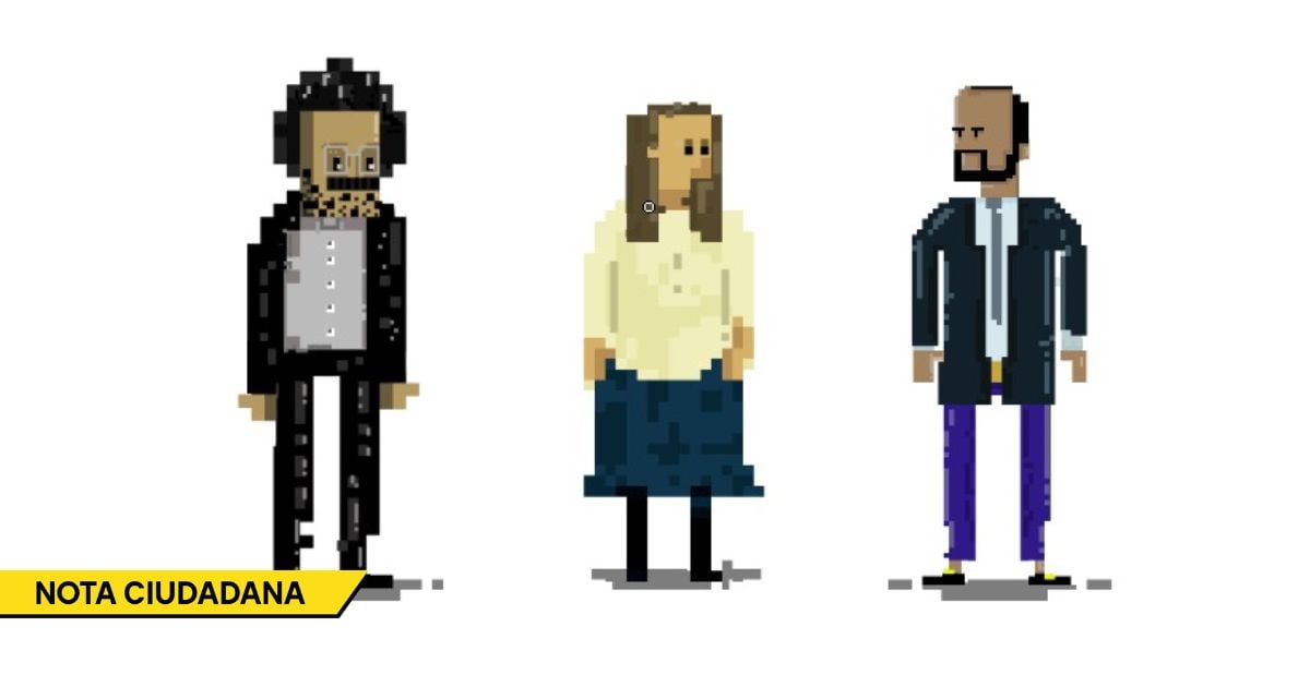  - Caricatura: Tres personajes detrás del mismo cargo