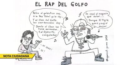 Caricatura: Petro en modo cantante de rap