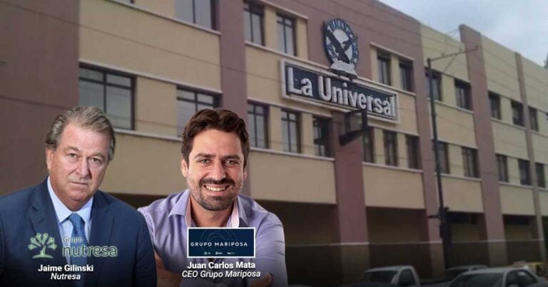 Las2orillas.co: Historias, voces y noticias de Colombia Two businessmen sit in front of a La Universal building; left is Jaime Gilinski (Nutresa), right is Juan Carlos Mata (Grupo Mariposa). - Las2orillas.co: Historias, voces y noticias de Colombia