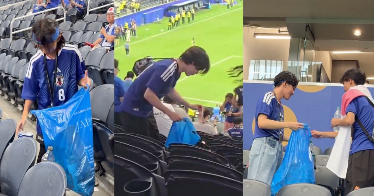  - la tradición de los hinchas Japoneses de limpiar los estadios después de cada partido