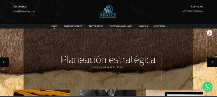 Después de 10 años, la cadena Archie’s vuelve a manos colombianas Cabecera de la página de Fenics con logo y menú de navegación sobre fondo textil; transmite planificación estratégica para el mercado textil - Después de 10 años, la cadena Archie’s vuelve a manos colombianas