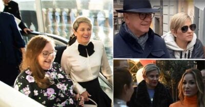 Las2orillas.co: Historias, voces y noticias de Colombia Collage of three scenes: two women exiting a car smiling, a man with a hat and a woman in sunglasses walking, and two women chatting at an evening event. - Las2orillas.co: Historias, voces y noticias de Colombia