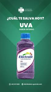 Los mexicanos dueños de la energizante Electrolit aplastaron a los colombianos de Hidralyte Advertisement for Electrolit grape-flavor drink; purple bottle centered on a green background with the slogan '¿Cuál te salva hoy?' - Los mexicanos dueños de la energizante Electrolit aplastaron a los colombianos de Hidralyte