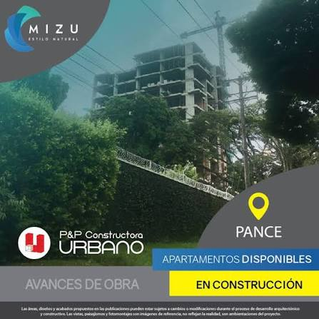 Porque los dueños peruanos del Grupo Romero deberán responderle a los compradores del Mizu Estilo Natural en Cali Unfinished apartment building under construction with promotional overlays: Pance location, 'Apartamentos Disponibles', and 'En Construcción' logos. - Porque los dueños peruanos del Grupo Romero deberán responderle a los compradores del Mizu Estilo Natural en Cali