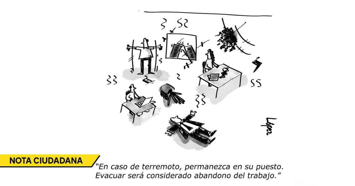 - Caricatura: Puede caerse el edificio, pero jamás la productividad