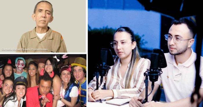 Así conquistaron dos periodistas colombianos el primer lugar de Spotify con historias de crimen Older man in a beige work shirt looking at the camera in a neutral setting (collage top-left). - Así conquistaron dos periodistas colombianos el primer lugar de Spotify con historias de crimen