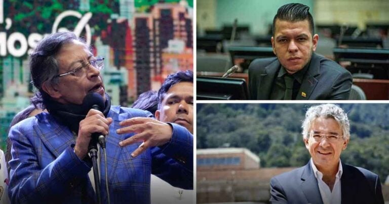 Las2orillas.co: Historias, voces y noticias de Colombia Collage of three men: left, a man in a blue plaid suit speaks into a microphone at a public event; top right, a man in a dark suit in a conference setting; bottom right, a man in a suit smiles outdoors. - Las2orillas.co: Historias, voces y noticias de Colombia