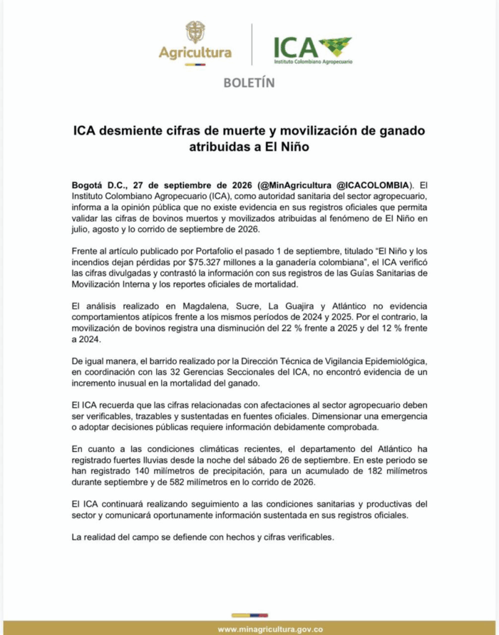 Las cifras que tienen enfrentados al Gobierno con Asoganorte por las reses muertas en Atlántico durante El Niño Las cifras que tienen enfrentados al Gobierno con Asoganorte por las reses muertas en Atlántico durante El Niño
