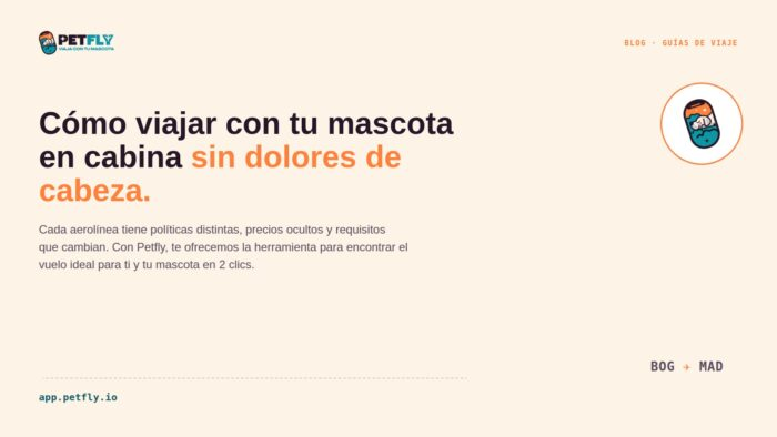 ¿Quiere viajar con su mascota en avión? Esta plataforma le dice qué aerolíneas sí lo dejan y así evitar las sorpresas ¿Quiere viajar con su mascota en avión? Esta plataforma le dice qué aerolíneas sí lo dejan y así evitar las sorpresas