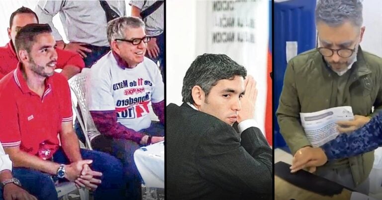 Las2orillas.co: Historias, voces y noticias de Colombia Collage of three men in different settings: left seated in red polo, smiling; center man in suit with hand on face looking thoughtful; right man reading a document while wearing glasses. - Las2orillas.co: Historias, voces y noticias de Colombia