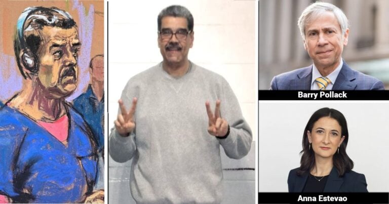 Las2orillas.co: Historias, voces y noticias de Colombia Collage with four panels: a stylized painting of a man, a man in a gray sweater flashing peace signs, and two labeled headshots (Barry Pollack, Anna Estevao). - Las2orillas.co: Historias, voces y noticias de Colombia