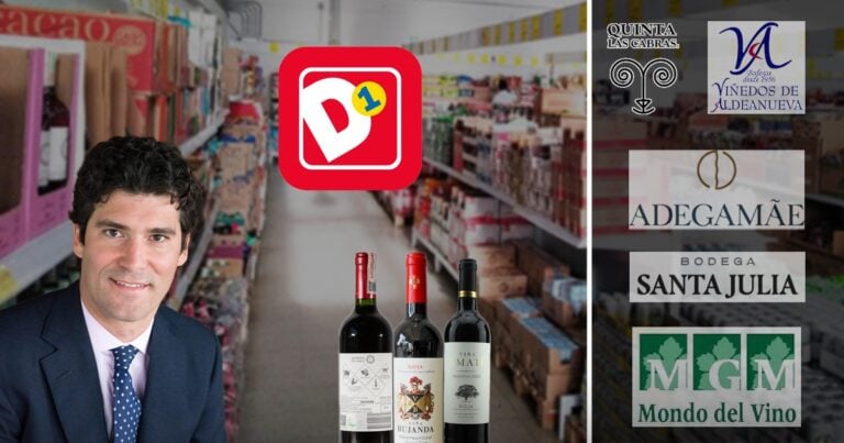 Las2orillas.co: Historias, voces y noticias de Colombia Businessman in a suit stands in a store aisle with wine bottles in the foreground and multiple brand logos on the right. - Las2orillas.co: Historias, voces y noticias de Colombia
