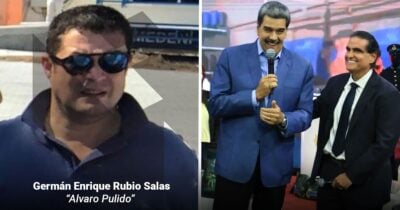 Las2orillas.co: Historias, voces y noticias de Colombia Split-screen image: left panel shows a man in sunglasses outdoors with an overlaid caption; right panel shows two men in suits on a stage, one holding a microphone and smiling. - Las2orillas.co: Historias, voces y noticias de Colombia