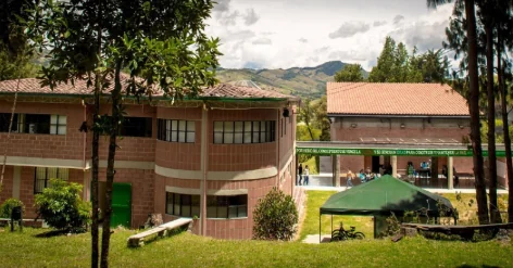 El médico Francisco Lopera y otros 15 científicos de la U. de Antioquia se metieron entre los más influyentes del mundo Brick campus building with a curved corner, green lawn, trees, and a green canopy tent by the walkway. - El médico Francisco Lopera y otros 15 científicos de la U. de Antioquia se metieron entre los más influyentes del mundo
