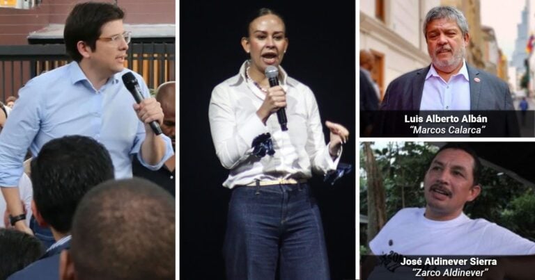 Las2orillas.co: Historias, voces y noticias de Colombia Collage of four political speakers: left man in a light blue shirt speaks into a handheld mic to a crowd. - Las2orillas.co: Historias, voces y noticias de Colombia