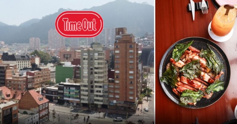 Las2orillas.co: Historias, voces y noticias de Colombia Split image: city skyline with a Time Out logo overlay on the left, and a plate of pasta with greens on a wooden table on the right. - Las2orillas.co: Historias, voces y noticias de Colombia