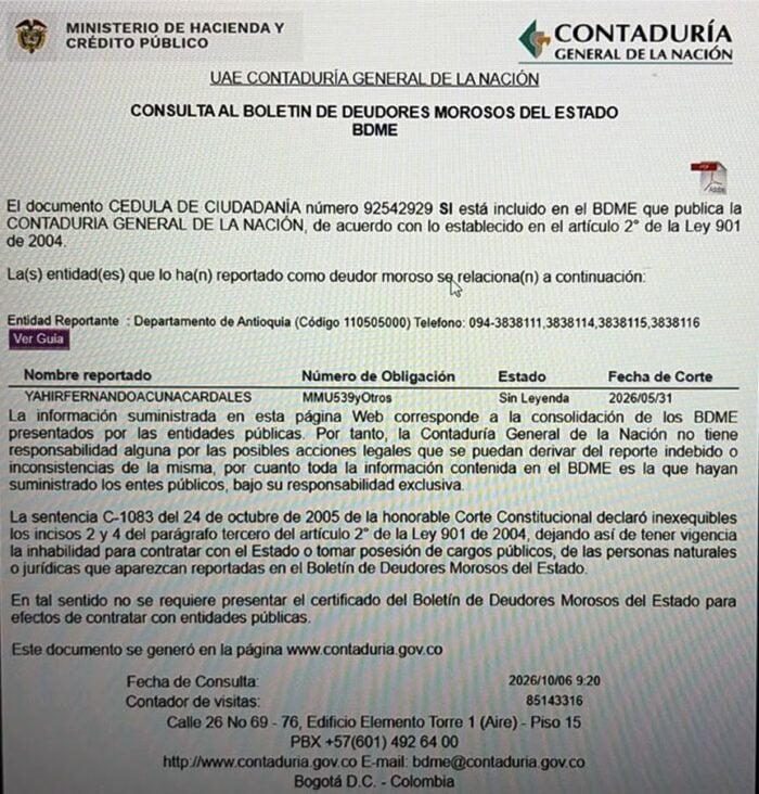 Las deudas millonarias de Yahir Acuña, el alcalde que De la Espriella puso en evidencia - Las deudas millonarias de Yahir Acuña, el alcalde que De la Espriella puso en evidencia